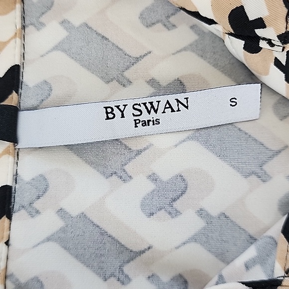 BY SWAN PARIS WOMEN DRESS SIZE S COLOR BLACK -WHITE- BROWN - Picture 9 of 11